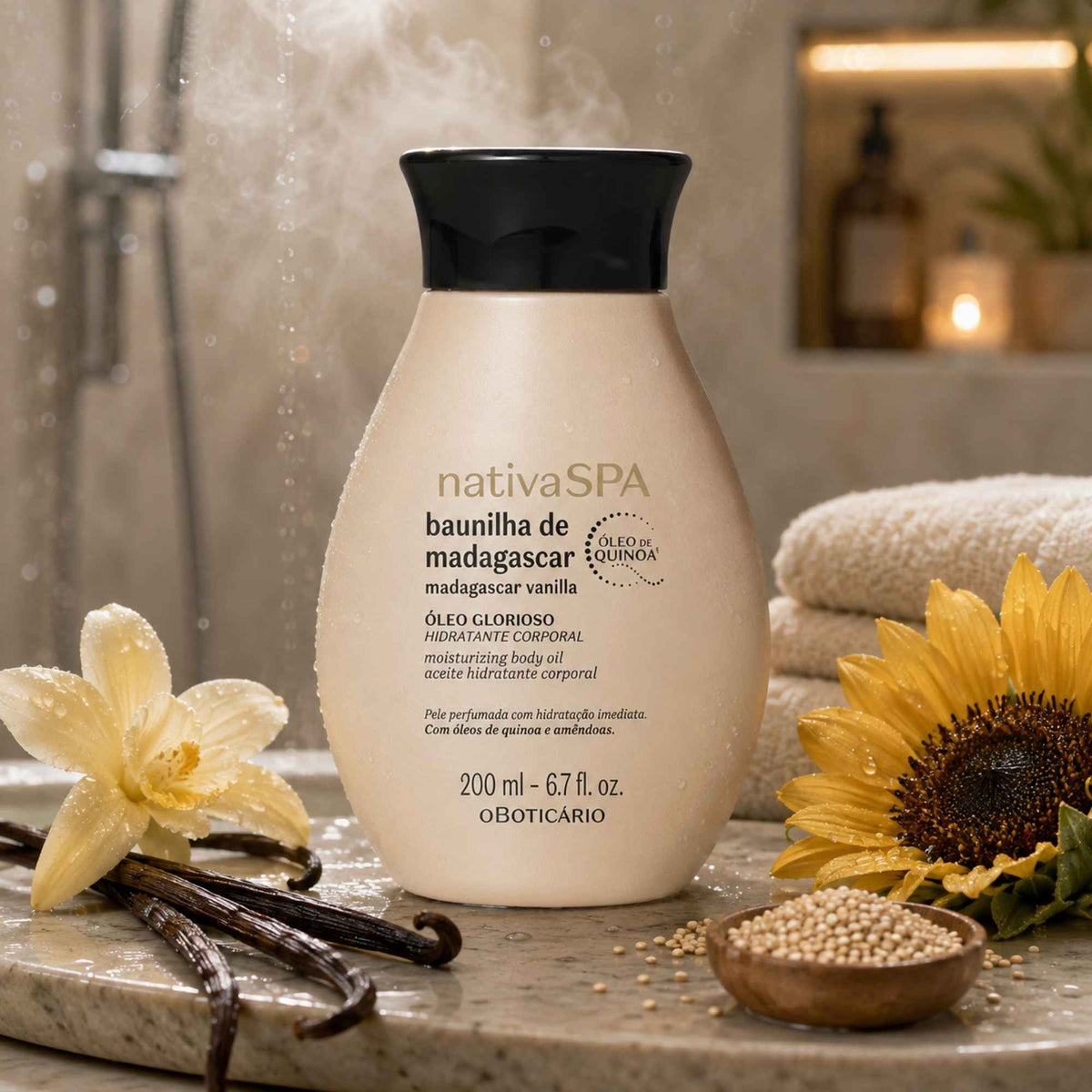 Huile Corps Nativa Spa Baunilha de Madagascar O Boticário – mise en scène