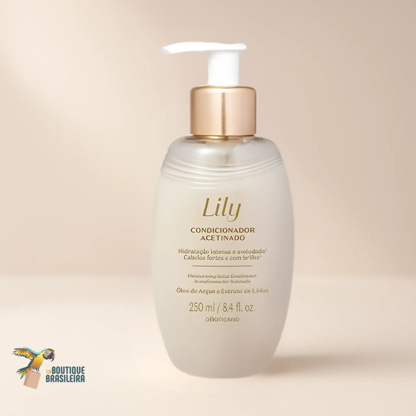 Conditionneur Satiné Lily 250 ml — flacon de profil, soin cheveux satiné fragrance Lily