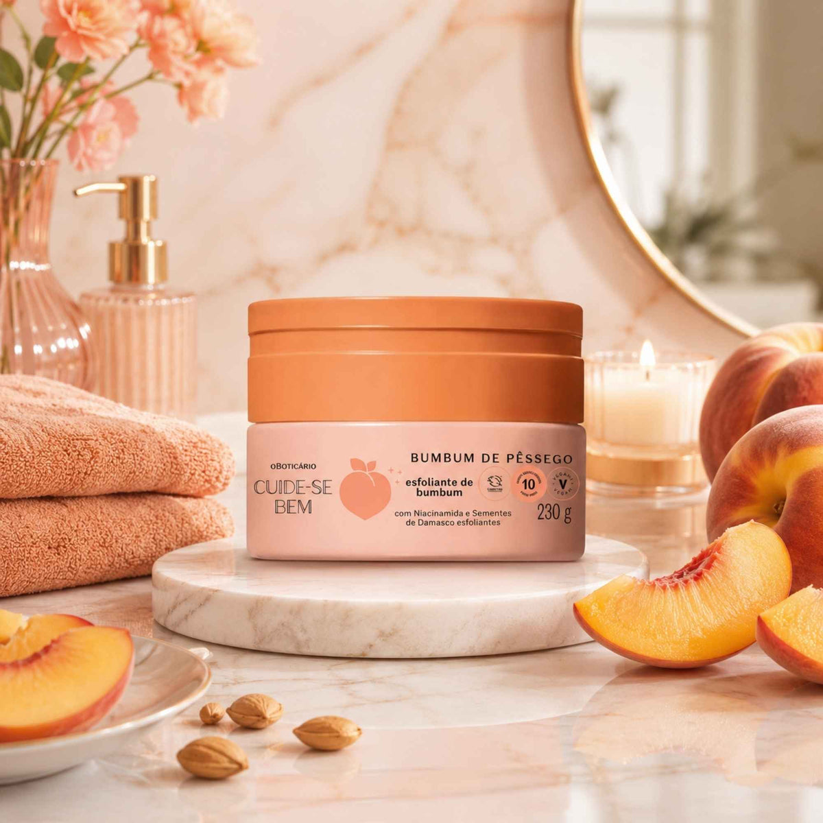 Gommage Fessiers Bumbum de Pêssego O Boticário – mise en scène
