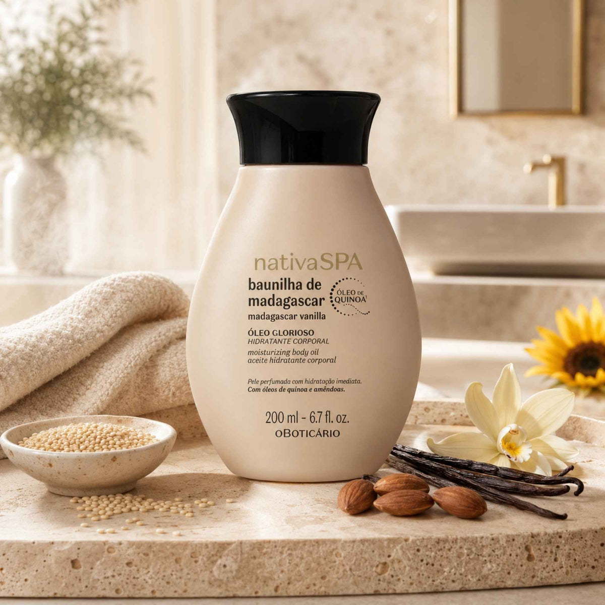 Huile Corps Nativa Spa Baunilha de Madagascar O Boticário – mise en scène