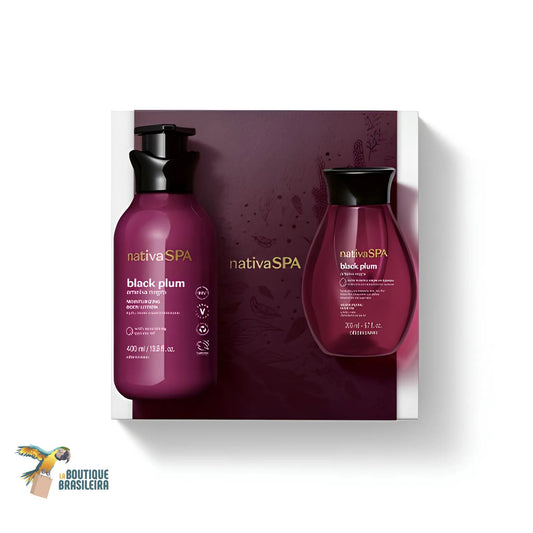 Coffret cadeau Nativa Spa Ameixa Negra O Boticário : lotion corps 400 ml et huile 200 ml avec boîte cadeau