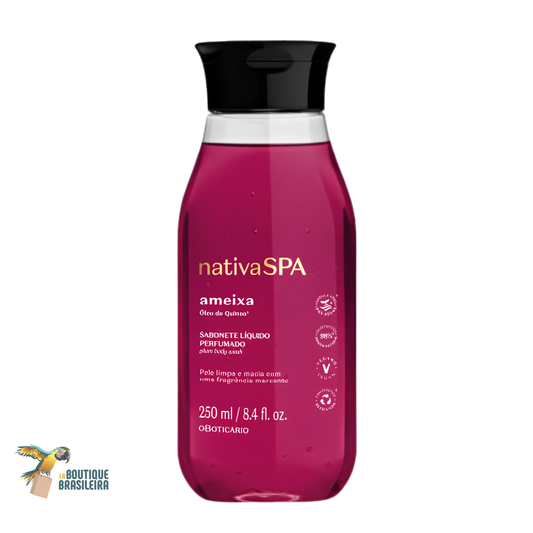 Gel Douche Parfumé Nativa Spa Ameixa 250 ml O Boticário — flacon fond blanc