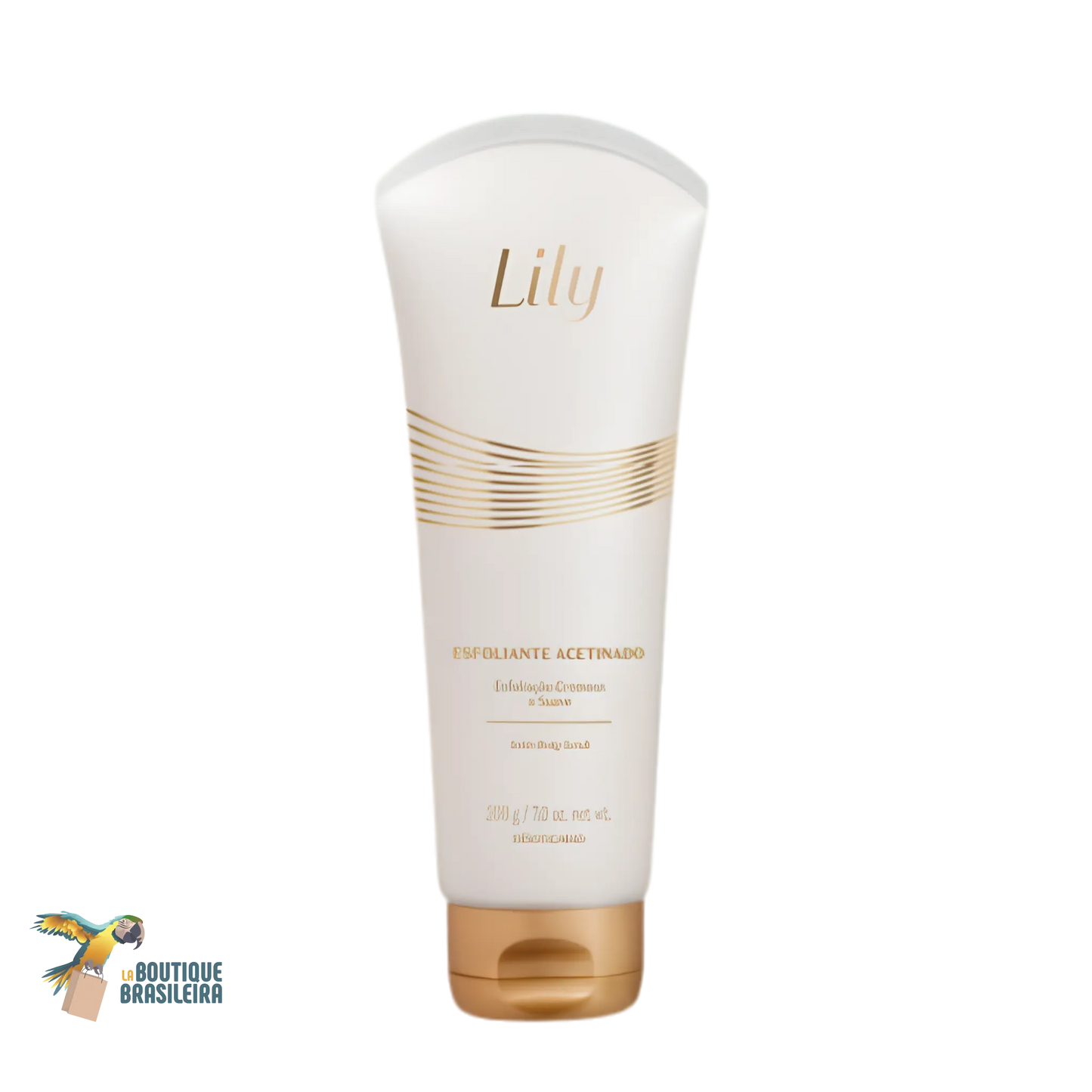 Gommage Corps Hydratant Satiné Lily 200 g O Boticário — pot exfoliant parfumé fond blanc