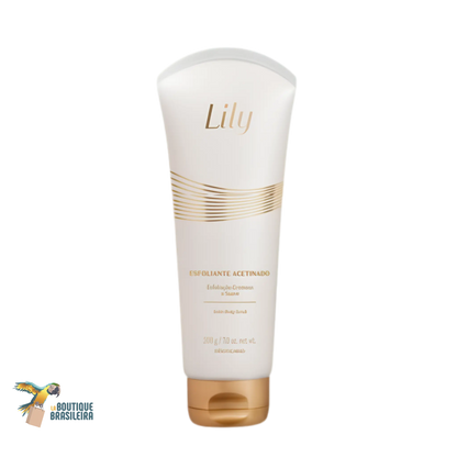 Gommage Corps Hydratant Satiné Lily 200 g O Boticário — pot exfoliant parfumé fond blanc