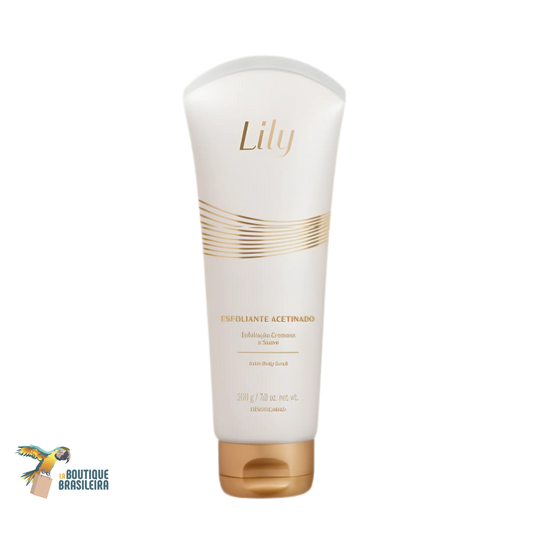Gommage Corps Hydratant Satiné Lily 200 g O Boticário — pot exfoliant parfumé fond blanc