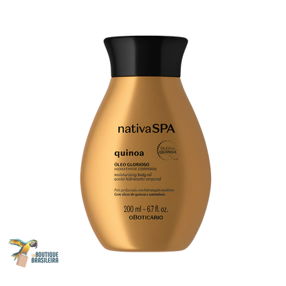 Huile Glorieuse de Douche Nativa Spa Quinoa & Amandes 200 ml O Boticário — flacon fond blanc