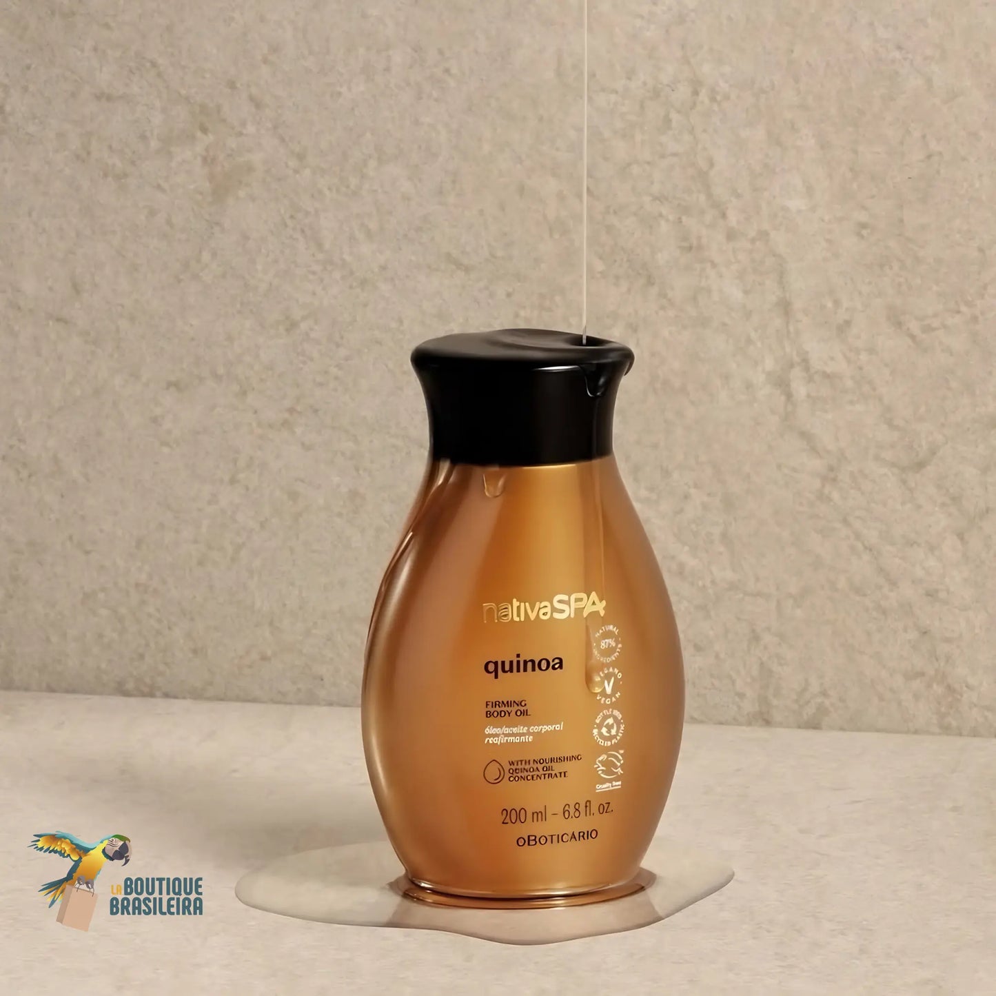 Huile de Douche Nativa Spa Quinoa & Amandes 200 ml — flacon de profil, fini satiné
