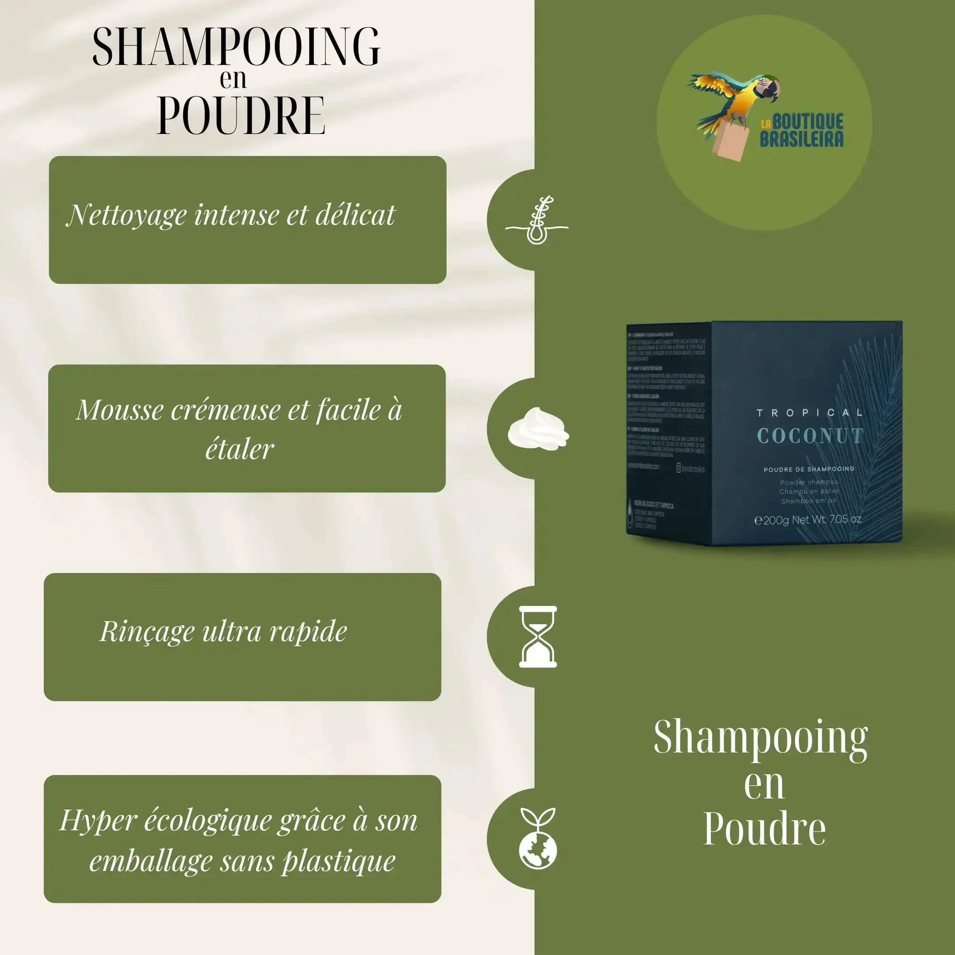 Shampooing en poudre Tropical Coconut 200g Lana Brasiles