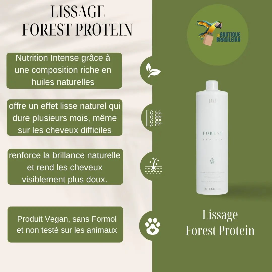 Flacon de soin capillaire Forest Protein Lana Brasiles – lissage sans formol