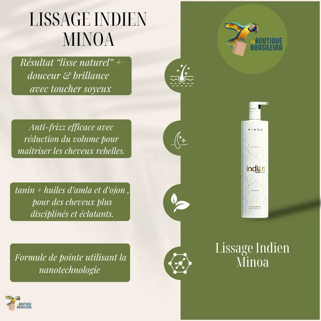Lissage Indien Minoa 1L : lissage naturel, brillant et durable