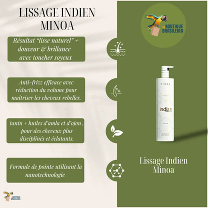 Lissage Indien Minoa 1L : lissage naturel, brillant et durable