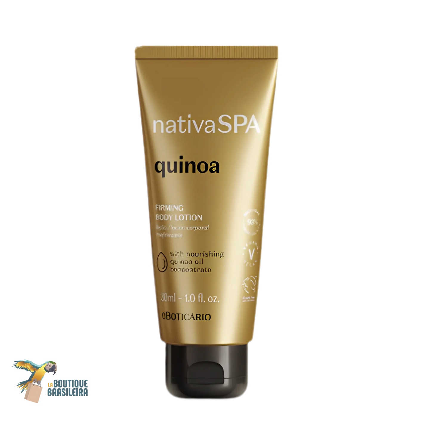 Mini Lotion Raffermissante Corps Nativa Spa Quinoa 30 ml — flacon format voyage fond blanc