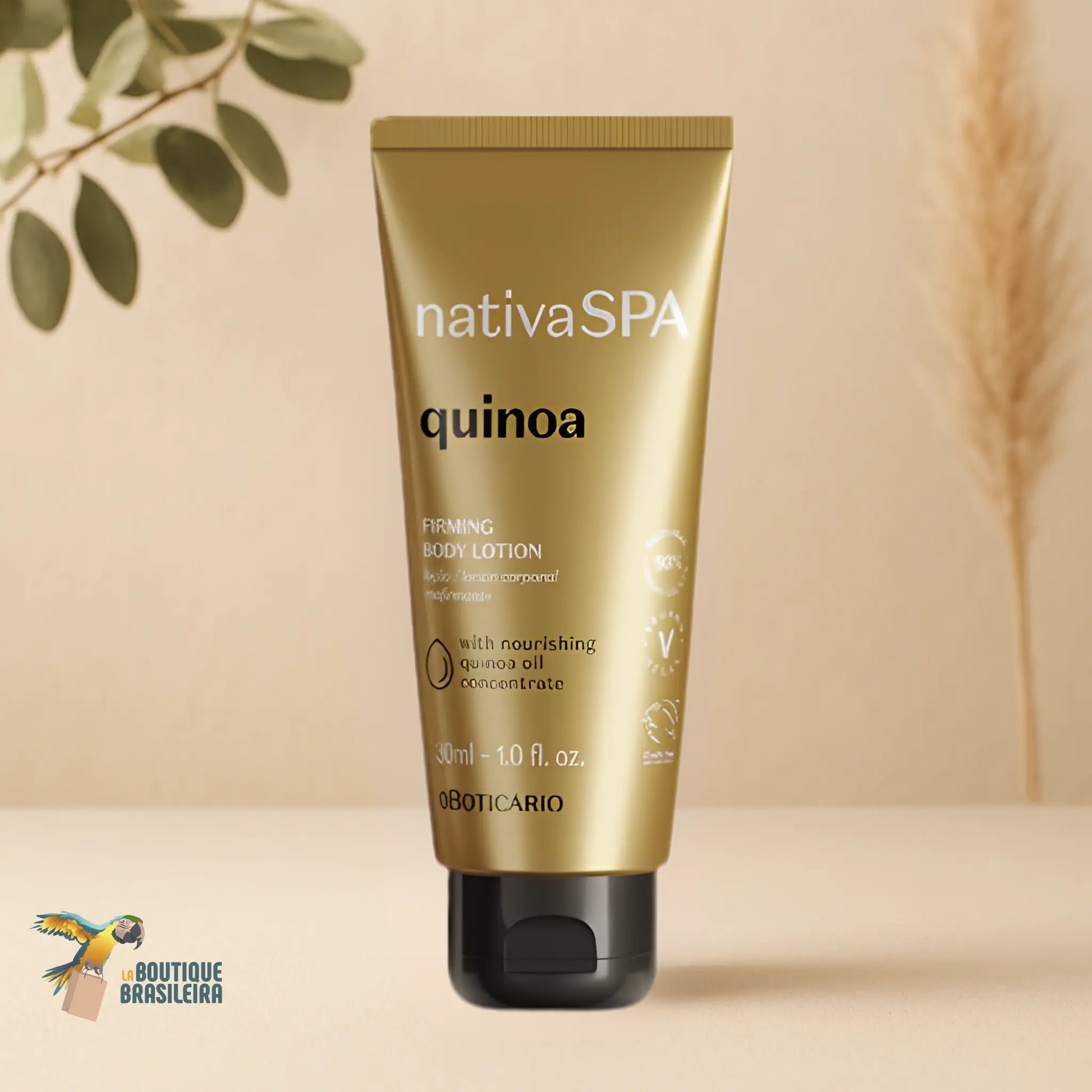 Mini Lotion Raffermissante Quinoa 30 ml — flacon de profil, format découverte Nativa Spa