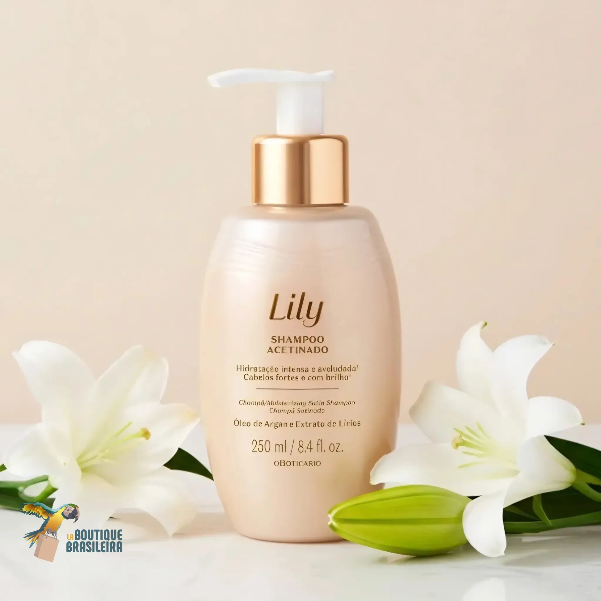 Shampoing Satiné Lily 250 ml — flacon de profil, fragrance florale Lily