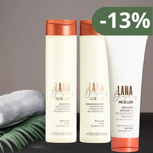 Shampooing et Après-shampooing Inceller – 250ml + Masque Inceller Reconstruction profonde - 250 ml Lana Brasiles