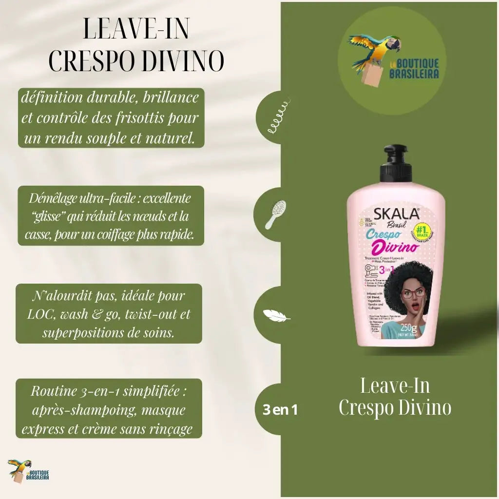 Skala Crespo Divino 3-en-1 – Leave-in vegan cheveux bouclés, crépus