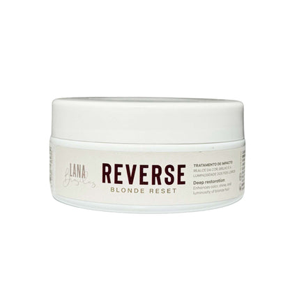 Masque Déjaunissant Blond Reverse 200 g Lana Brasiles, pot fermé sur fond blanc