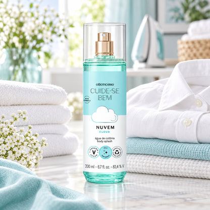 Body Splash Cuide-se Bem Nuvem 200 ml près de linge blanc et de serviettes