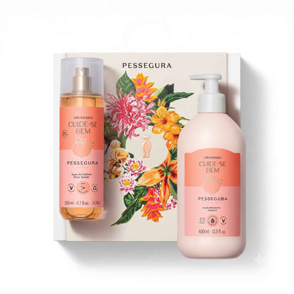 Coffret Cuide-se Bem Pessegura O Boticário — body splash 200 ml et lotion corps 400 ml