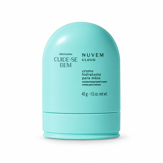 Crème mains Cuide-se Bem Nuvem 45 g O Boticário — flacon turquoise sur fond blanc