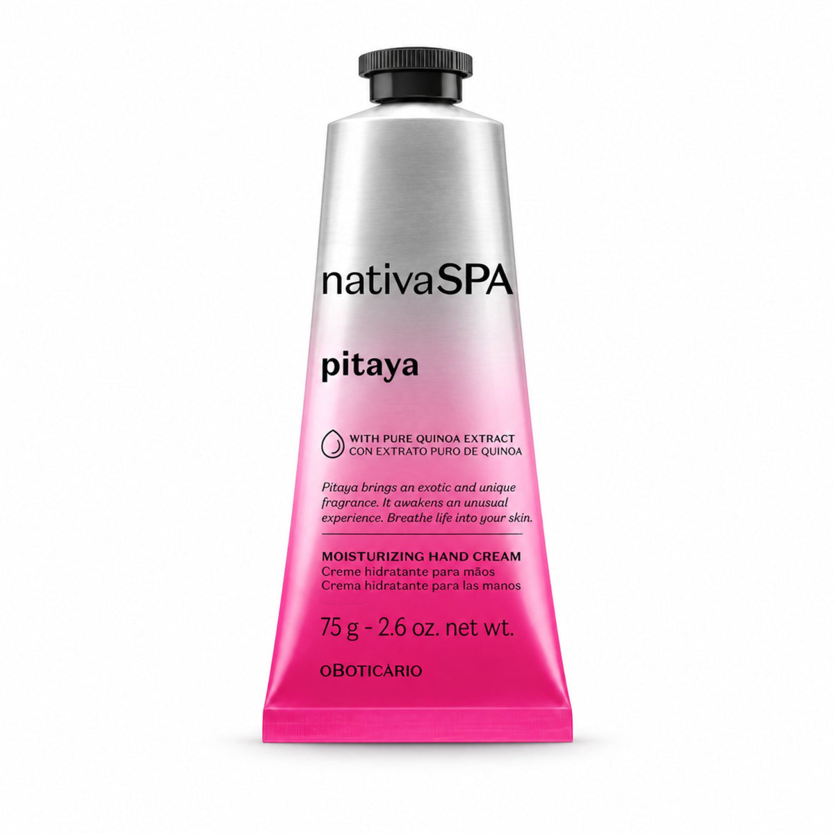 Crème mains hydratante Nativa SPA Pitaya 75 g O Boticário sur fond blanc