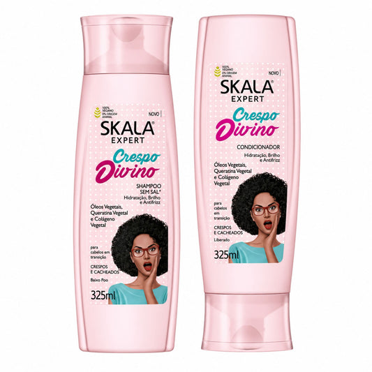 Duo Skala Crespo Divino pour cheveux bouclés et crépus : shampoing et après-shampoing de 325 ml