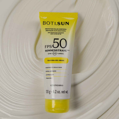 Gel crème solaire corps Boti Sun SPF 50 120 g O Boticário — texture gel crème
