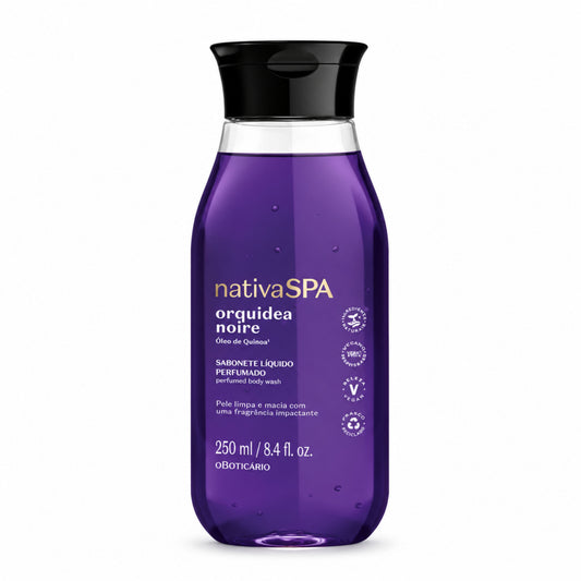 Gel douche Nativa SPA Orquídea Noire 250 ml O Boticário — flacon sur fond blanc
