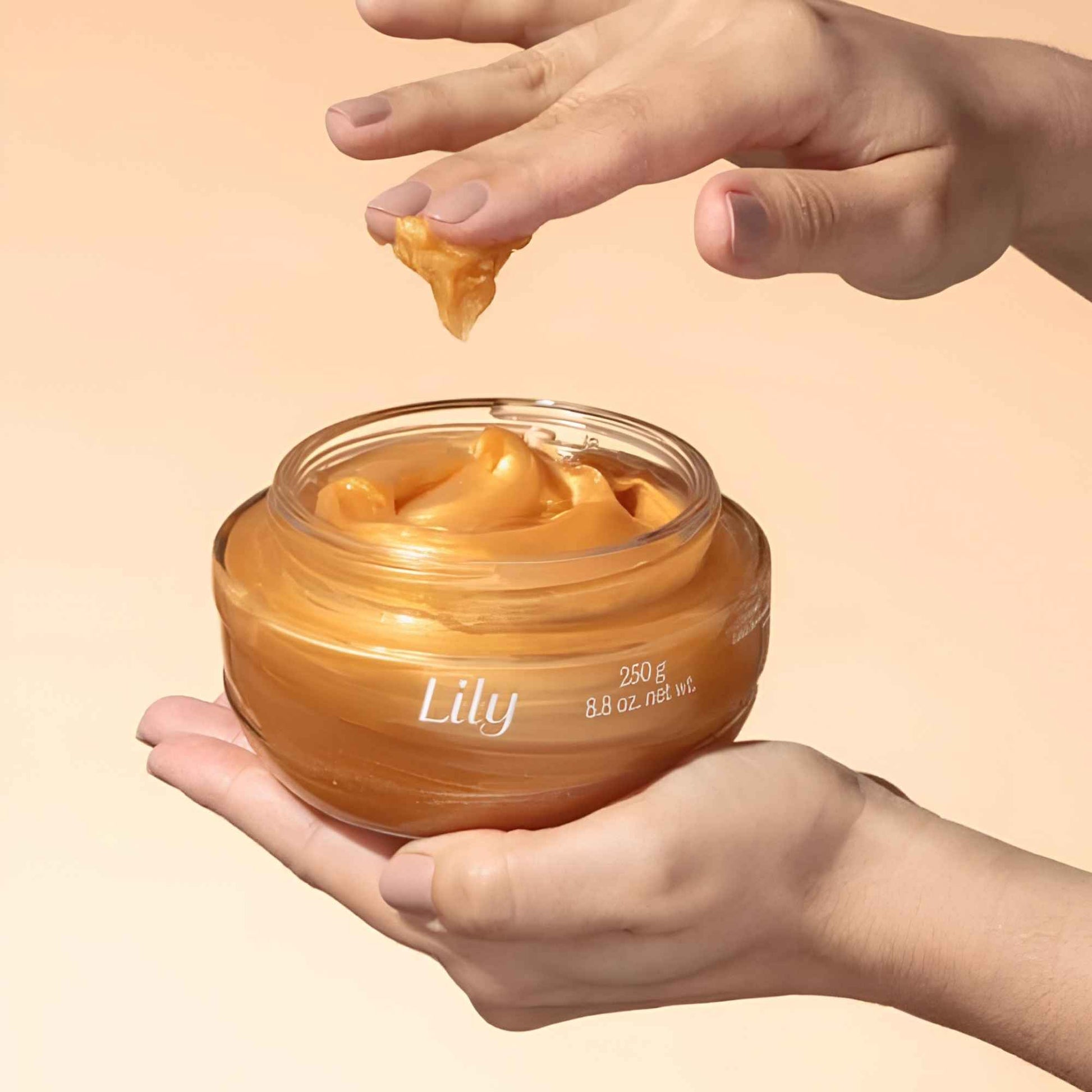 Gel corps illuminateur nacré Lily Glow 250 g O Boticário — texture