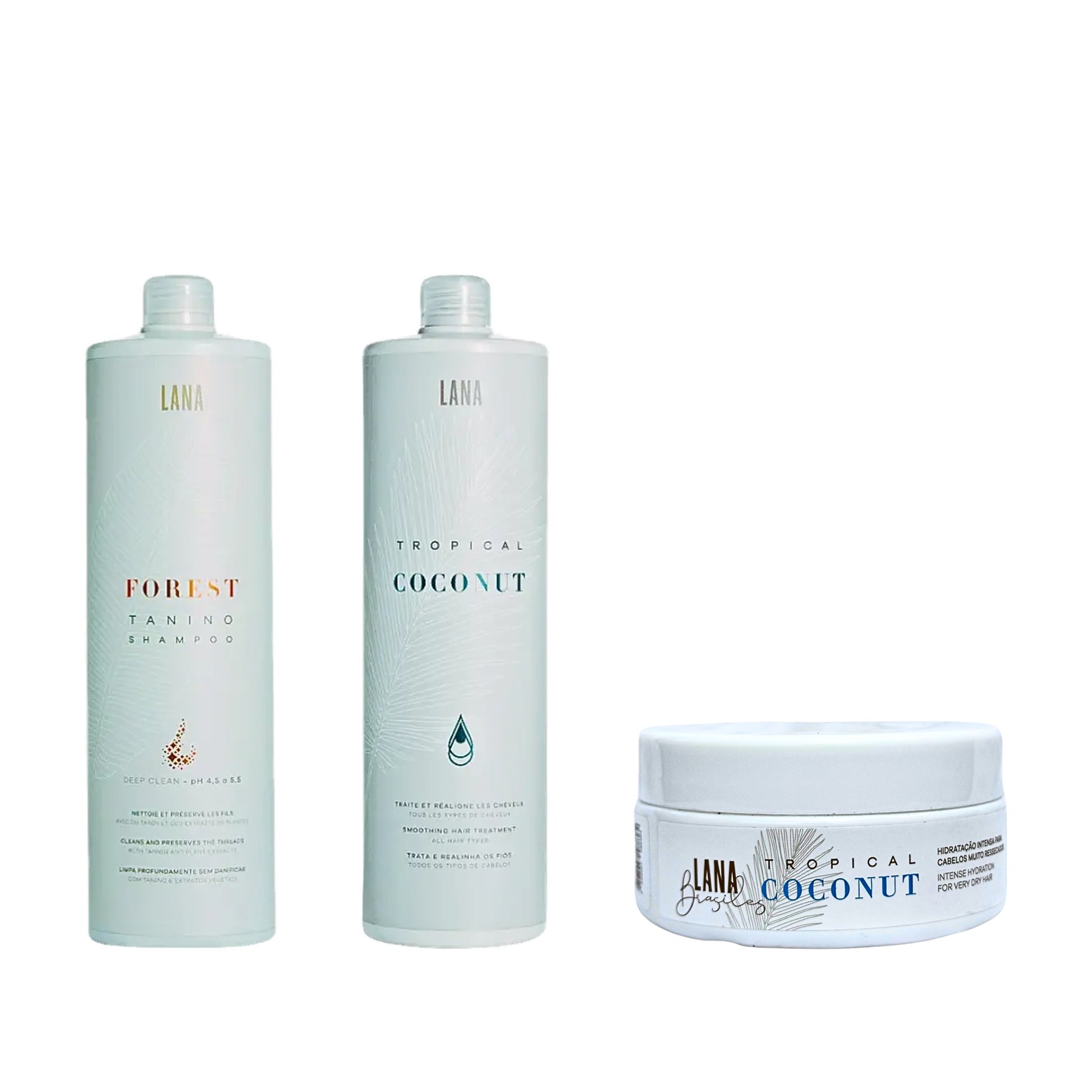 Kit Complet Lissage Pro version Tropical Coconut - shampooing clarifiant 1L, lissage Tropical Coconut 1L, masque Coconut 200g