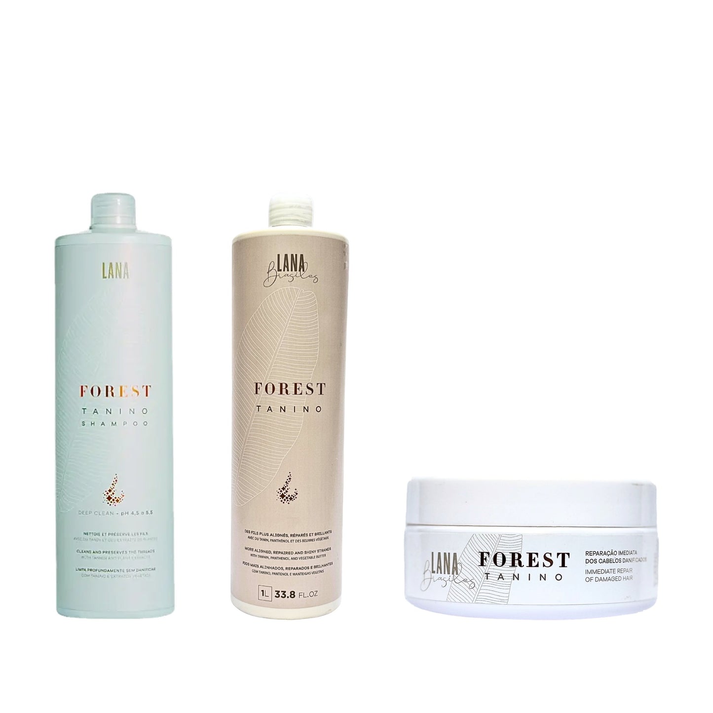 Kit Complet Lissage Pro Forest Tanino - shampooing clarifiant 1L, lissage Forest Tanino 1L, masque reparateur 200g