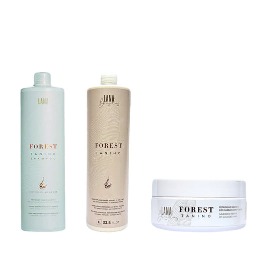Kit Complet Lissage Pro Forest Tanino - shampooing clarifiant 1L, lissage Forest Tanino 1L, masque reparateur 200g