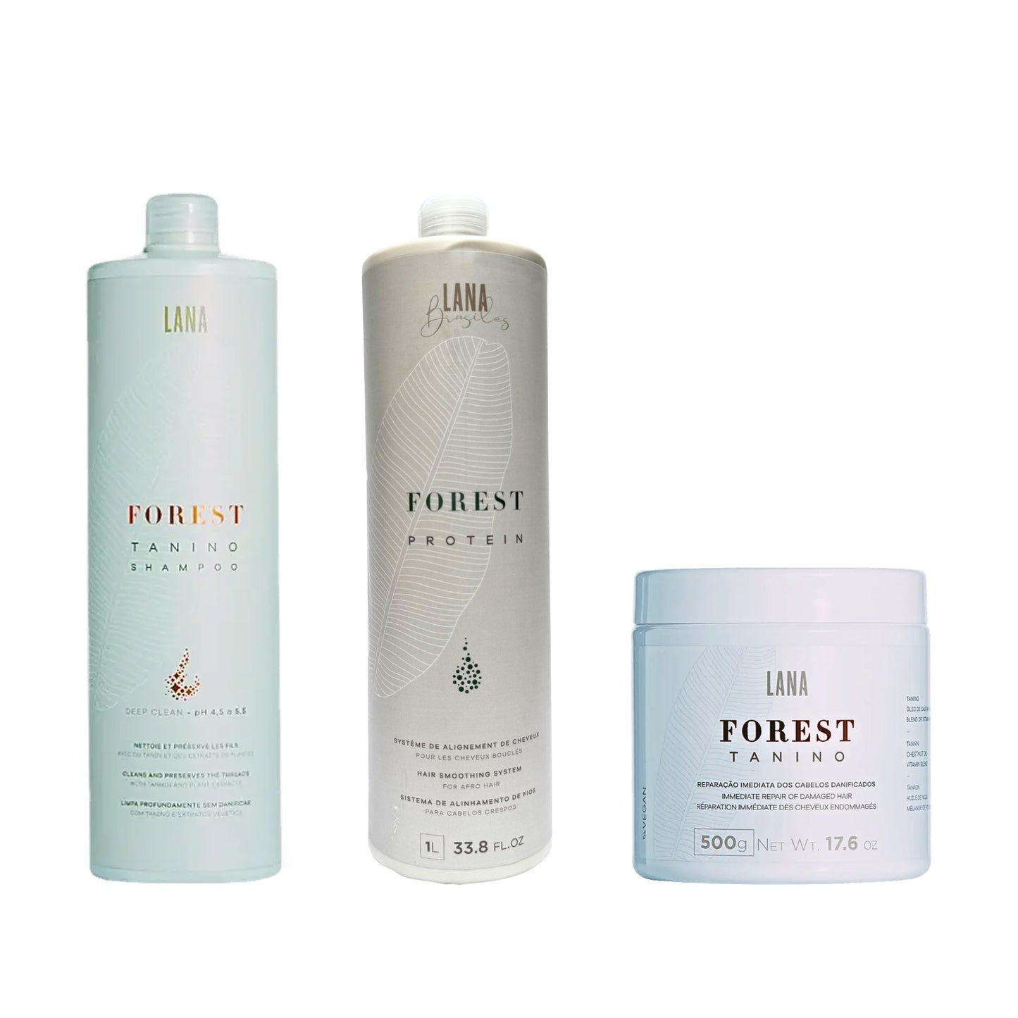 Kit MAX Lissage Pro 500g version Forest Protein - shampooing clarifiant 1L, lissage Forest Protein 1L, masque 500g