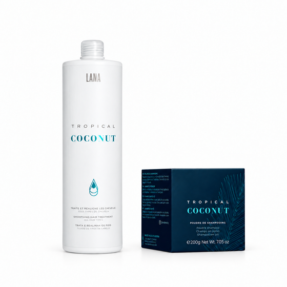 Tropical Coconut Brazilian Straightening Kit + Powder Shampoo