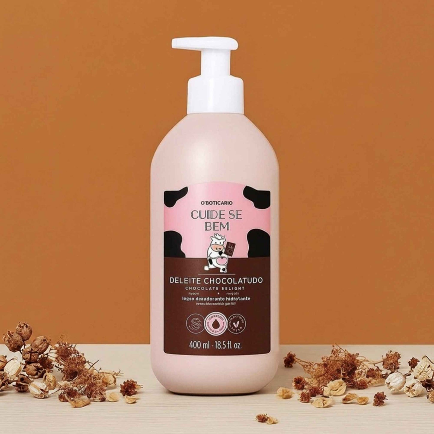 Lotion hydratante corps Deleite Chocolatudo 400 ml O Boticário — visuel d'ambiance
