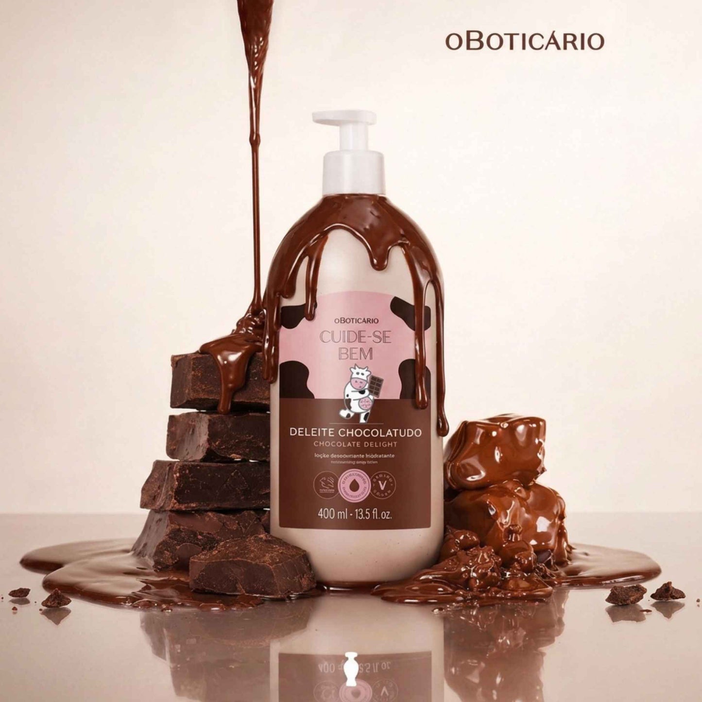 Lotion hydratante corps Deleite Chocolatudo 400 ml O Boticário — texture