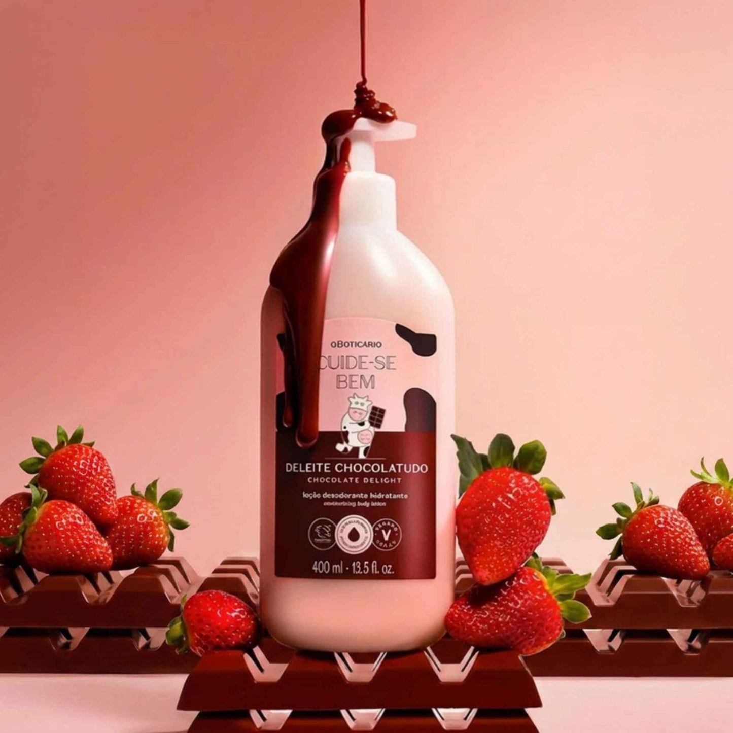 Lotion hydratante corps Deleite Chocolatudo 400 ml O Boticário — détail