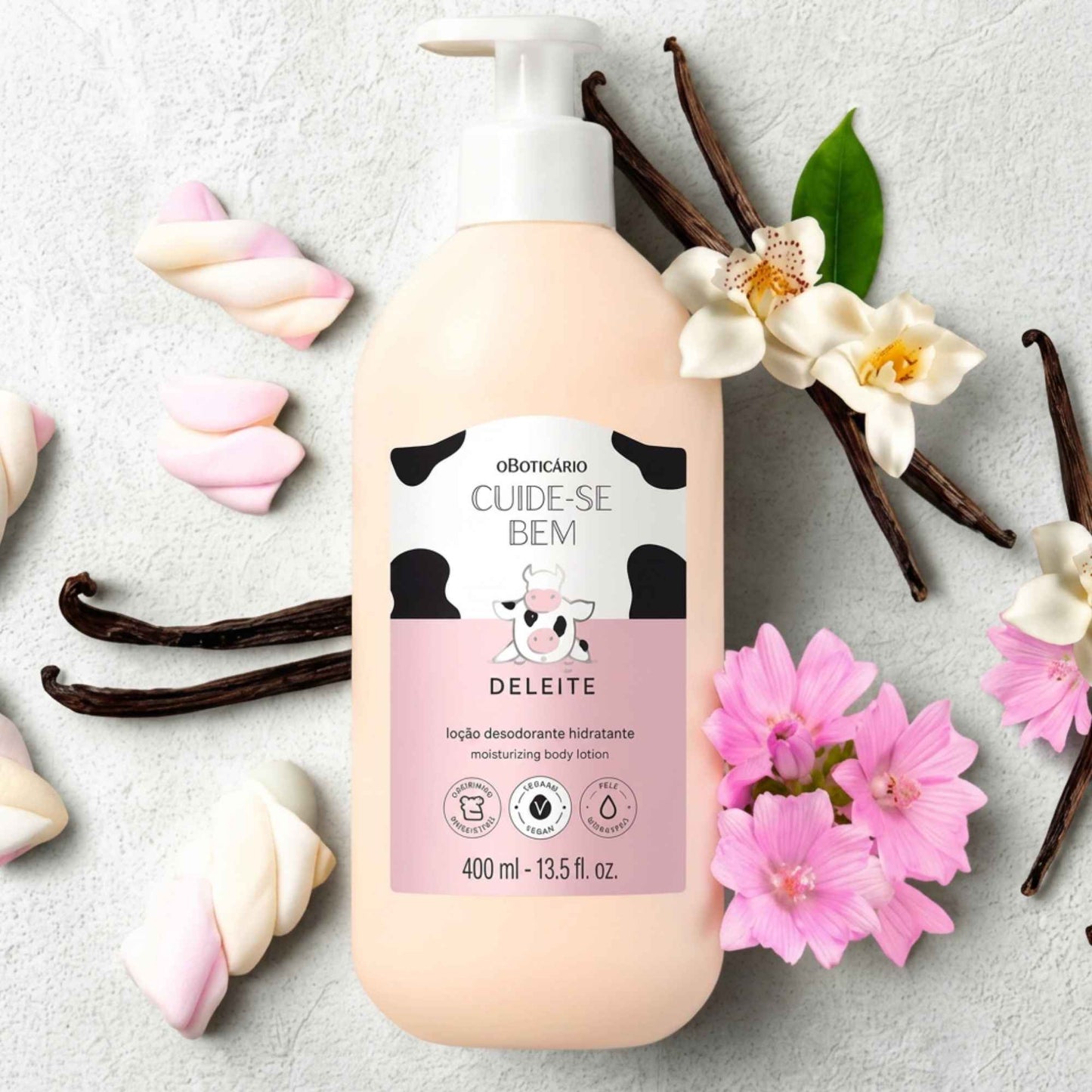 Lotion hydratante corps Deleite 400 ml O Boticário — visuel d'ambiance