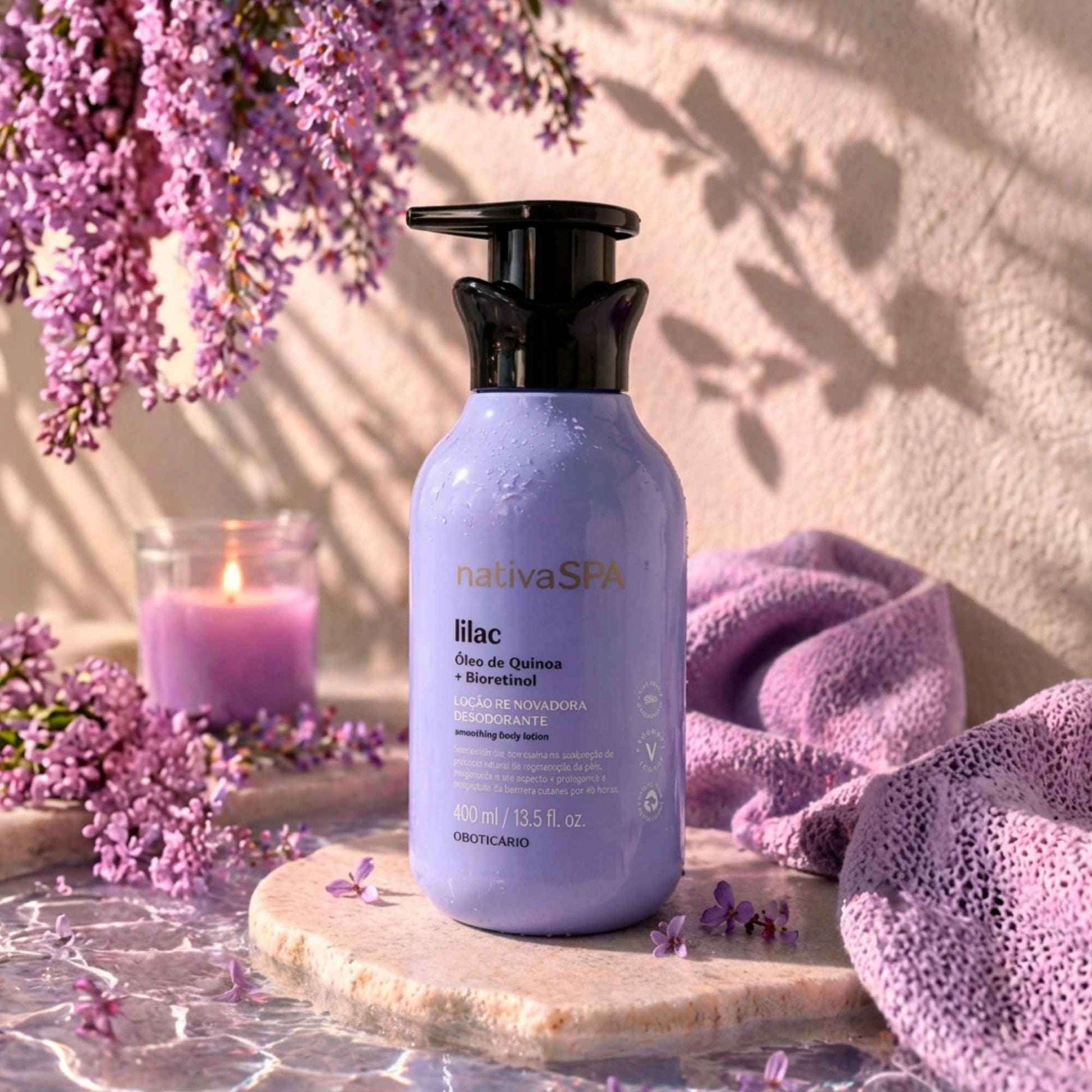 Lotion hydratante corps Nativa Spa Lilac 400 ml O Boticário — visuel d'ambiance