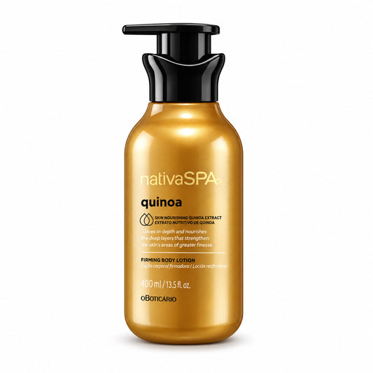 Lotion hydratante corps Nativa SPA Quinoa 400 ml O Boticário sur fond blanc