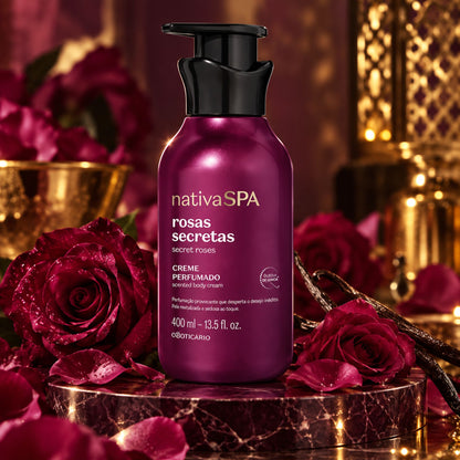 Flacon Nativa SPA Rosas Secretas 400 ml avec roses, vanille et lanternes