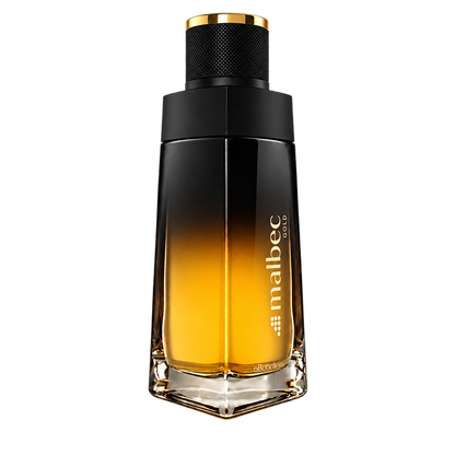 Eau de toilette Malbec Gold 100 ml O Boticário – flacon sur fond transparent