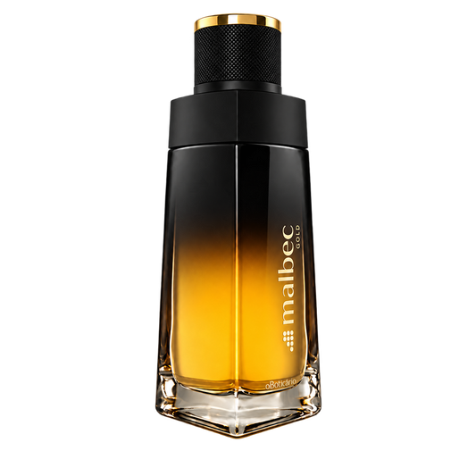 Eau de toilette Malbec Gold 100 ml O Boticário – flacon sur fond transparent