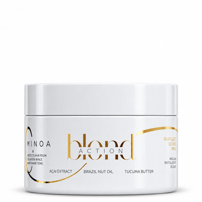 Minoa Blondie – Masque revitalisant déjaunissant 200 g – pot sur fond blanc