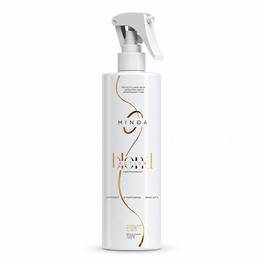 Minoa Blondie – Soin sans rinçage revitalisant 300 ml – flacon sur fond blanc