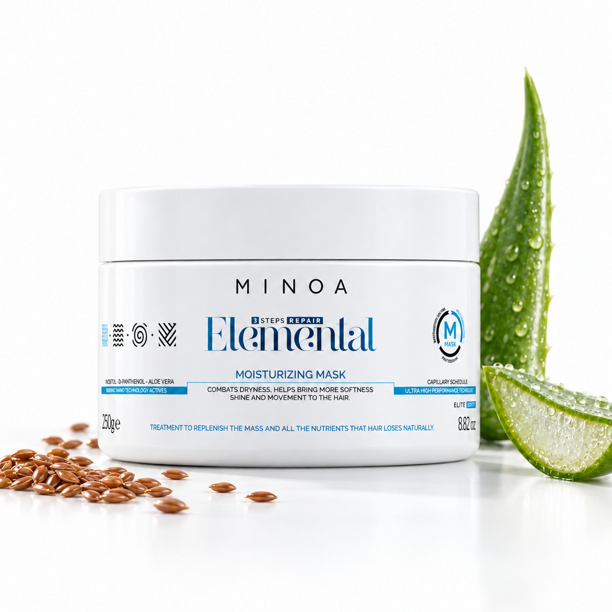 Minoa Elemental – Masque hydratant 250 g – mise en scène du produit