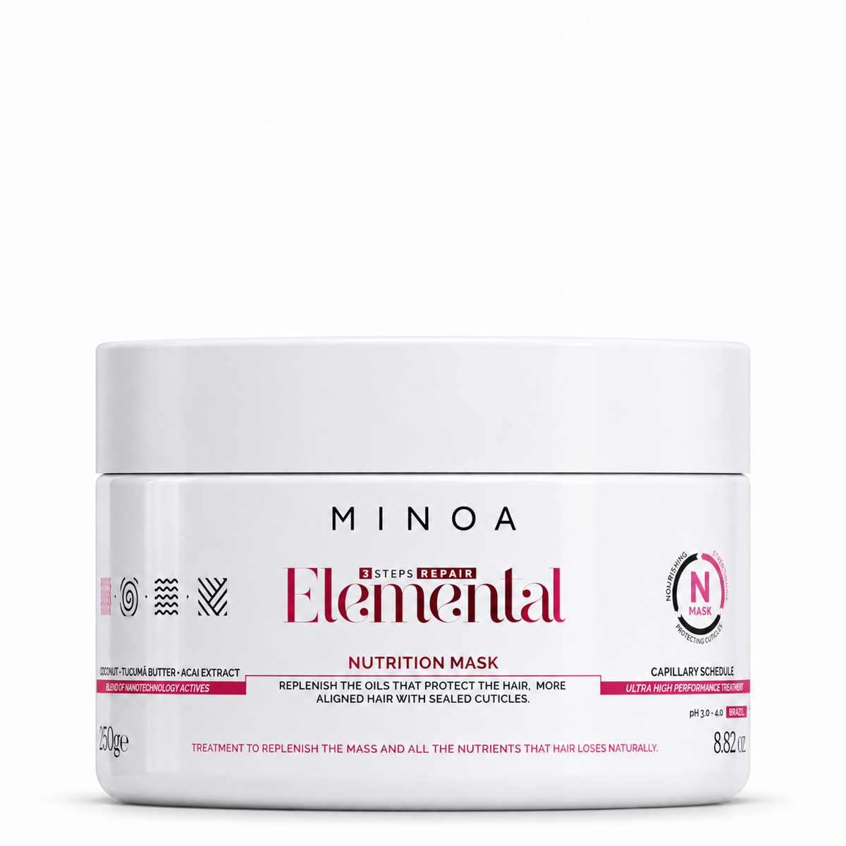 Minoa Elemental – Masque nourrissant 250 g – pot sur fond blanc
