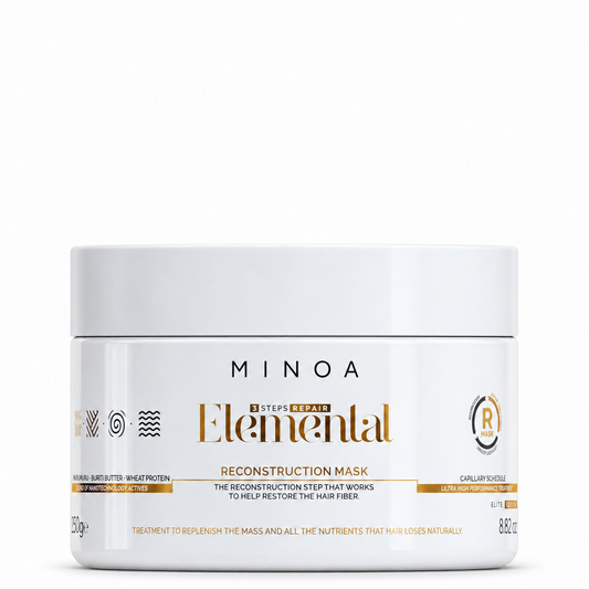 Minoa Elemental – Masque reconstructeur 250 g – pot sur fond blanc