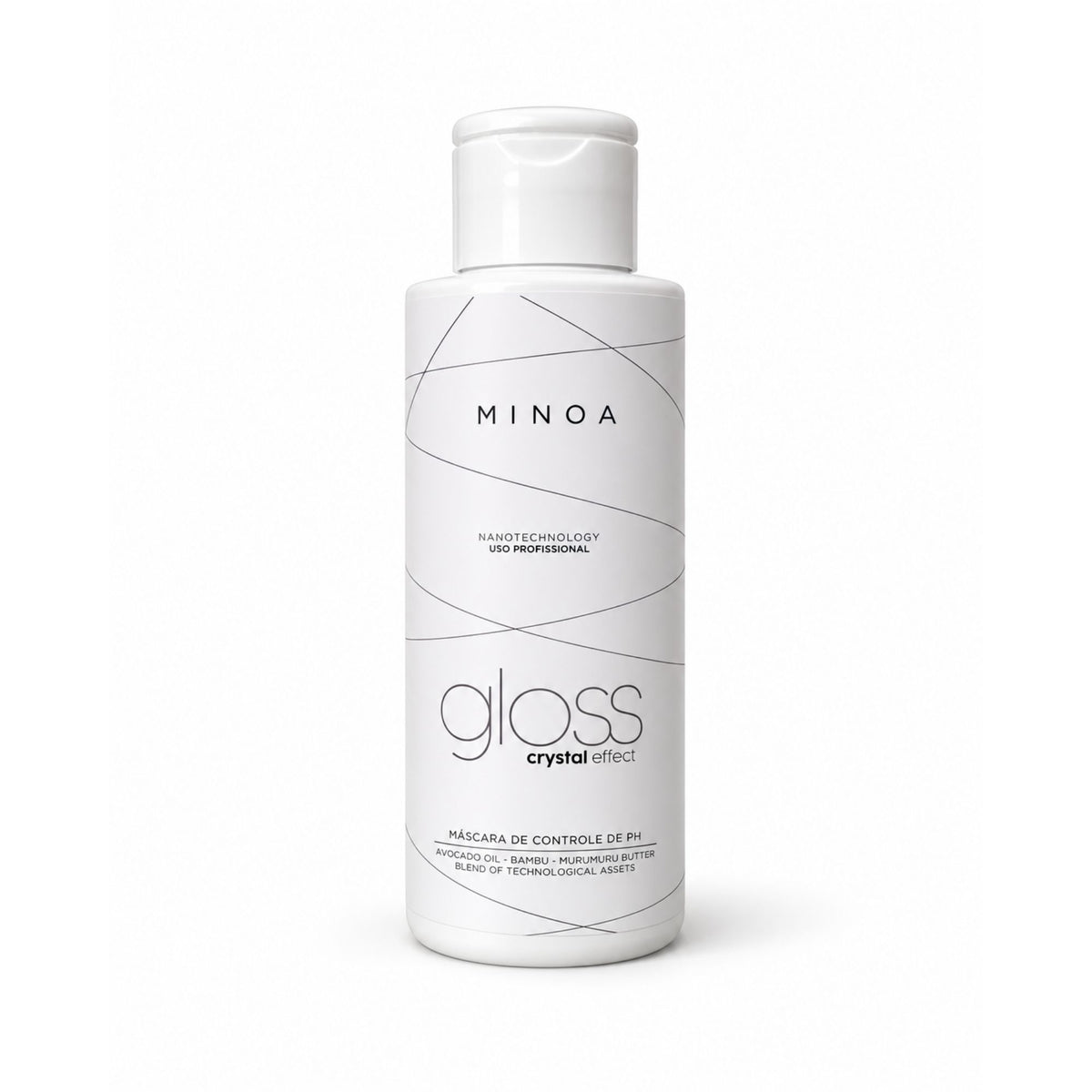 Minoa Gloss Crystal Effect – Masque contrôle pH 120 ml – flacon sur fond blanc