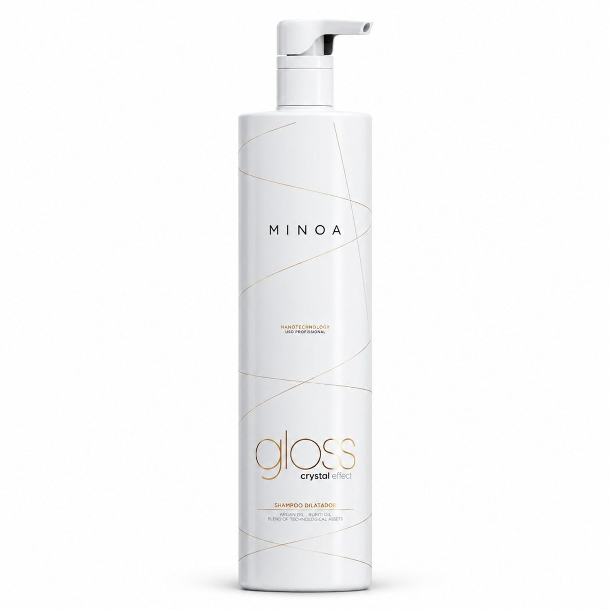 Minoa Gloss Crystal Effect – Shampoing clarifiant avant traitement 1 L – flacon sur fond blanc